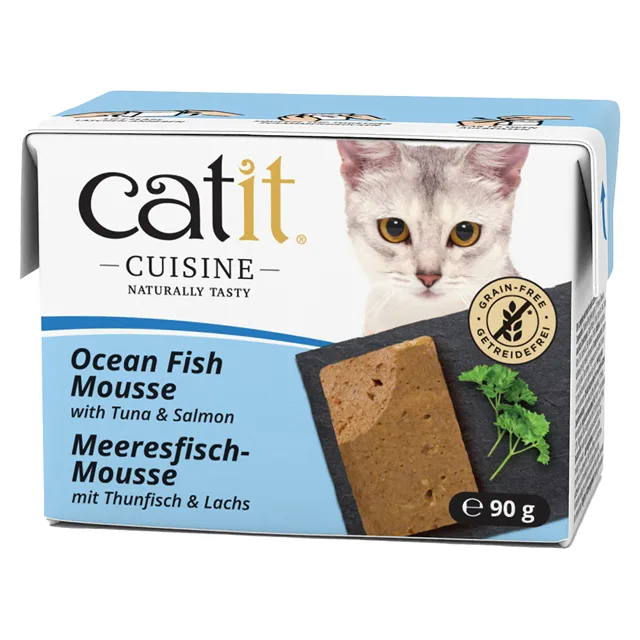 Catit Cuisine Mousse 12 x 90 g - tuňák s lososem a kuře se šunkou - výhodné balení