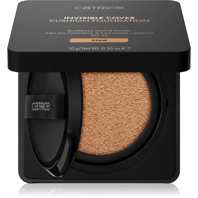 Catrice Invisible Cover Cushion Foundation matující make-up v houbičce SPF 30 odstín 036W 10 g