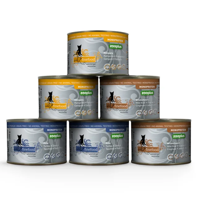 catz finefood monoprotein 24 x 200 g - míchané balení - 3 druhy (krůta, klokan, divočák)