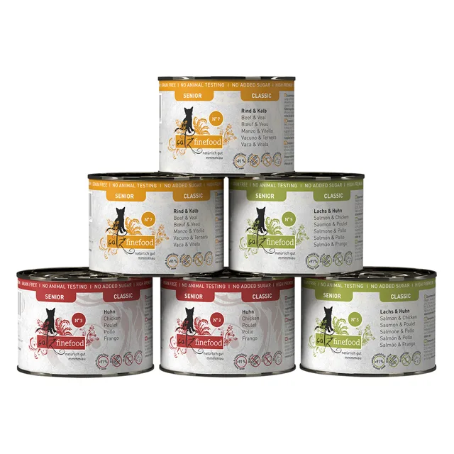 catz finefood Senior 6 x 200 g - míchané balení (3 druhy)