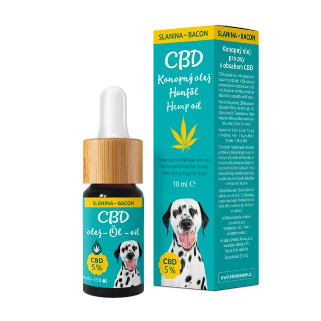 CBD olej pro psy 5%, příchuť slanina, 10 ml, Zelená Země