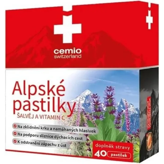 Cemio Alpské pastilky Šalvěj a vitamin C 40 pastilek