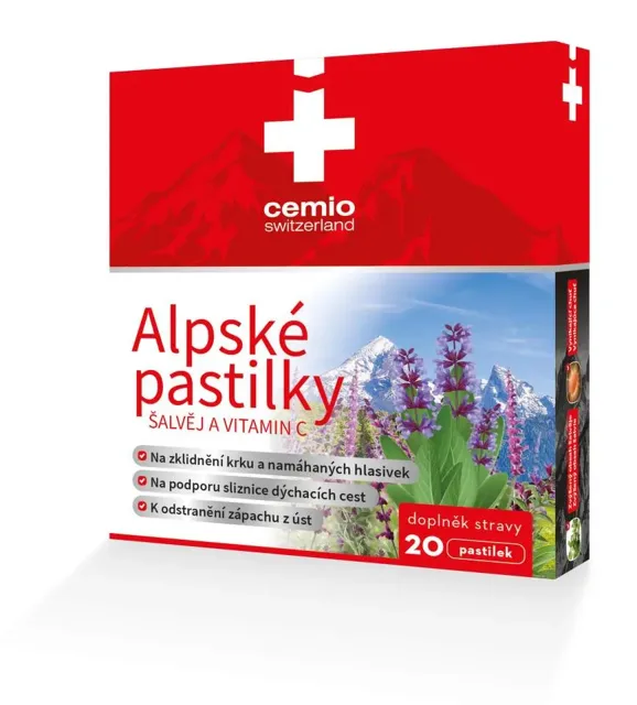 Cemio Alpské pastilky Šalvěj a vitamin C past.20
