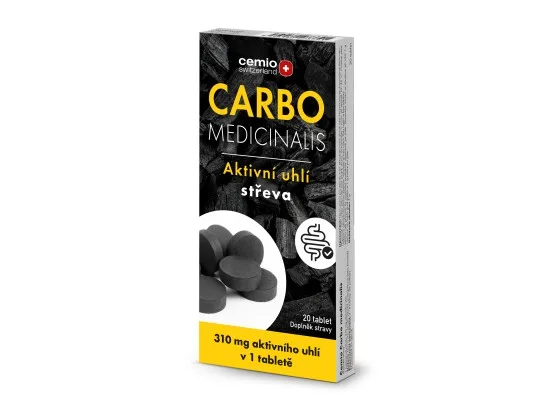 Cemio Carbo medicinalis Aktivní uhlí 310 mg 20 tablet
