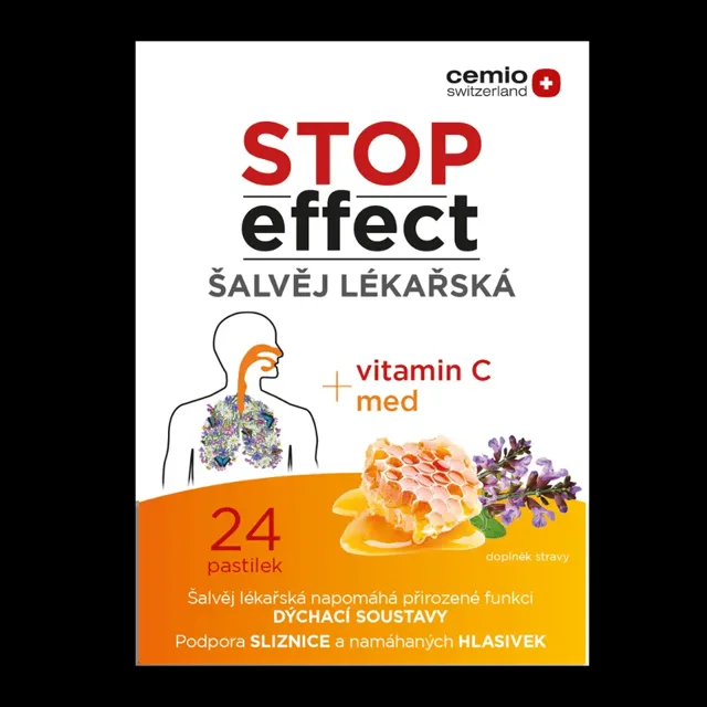 Cemio Pastilky Stop Effect s šalvejí, doplněk stravy 24 ks