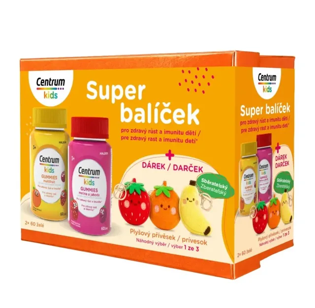 Centrum Kids Gummies multifruit + malina&jahoda 2x60 ks dárkové balení