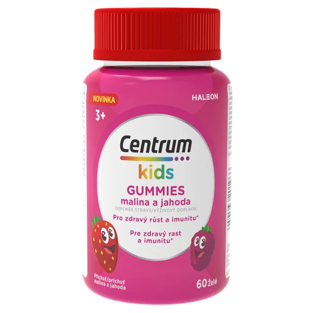 CENTRUM Kids gummies multivitamín pro děti malina a jahoda želé 60 kusů
