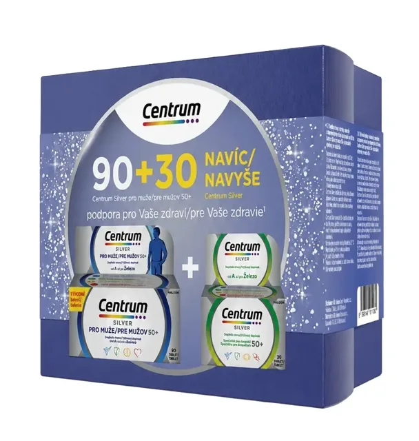 Centrum Silver pro muže 50+ 90 tablet + Silver 50+ 30 tablet dárkové balení