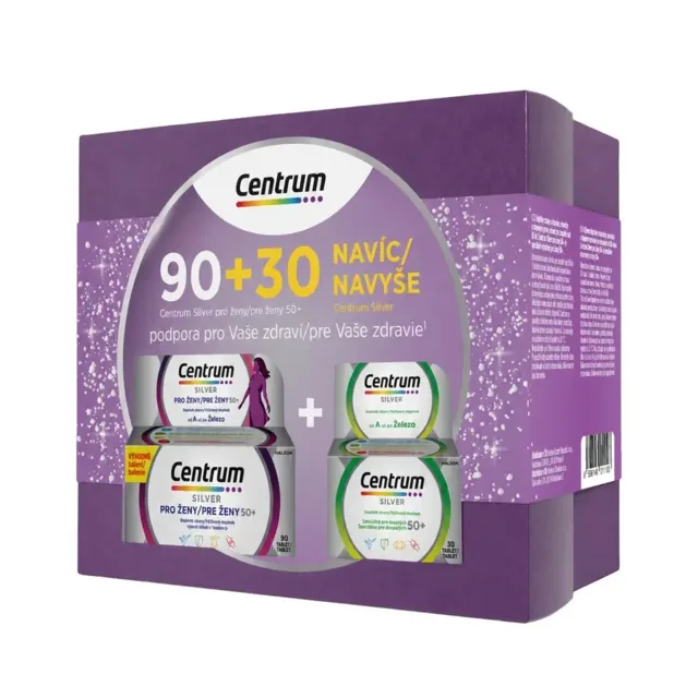 Centrum Silver pro ženy 50+ 90 tablet + Silver 50+ 30 tablet dárkové balení