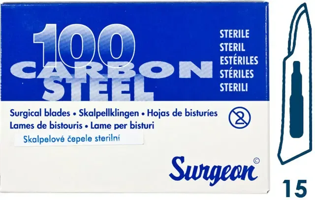 Čepelky skalpelové SURGEON č. 15 sterilní 100 ks