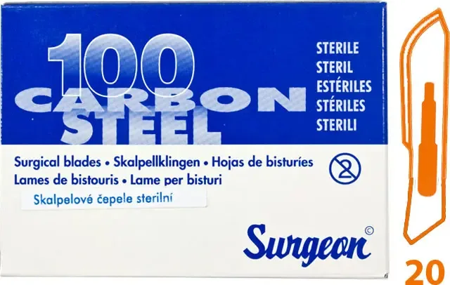 Čepelky skalpelové SURGEON č. 20 sterilní 100 ks