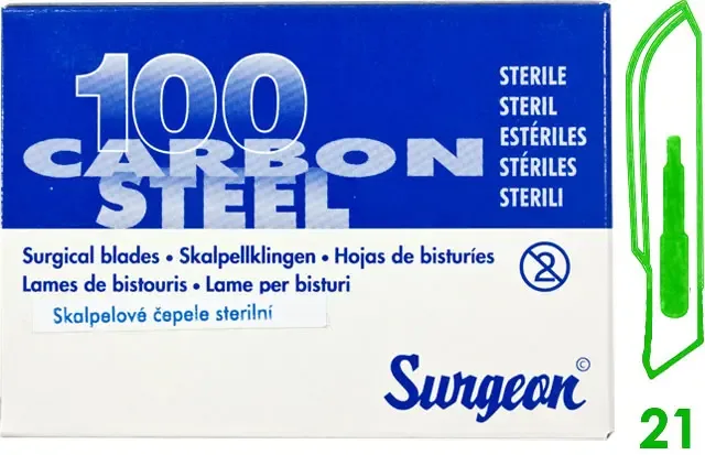 Čepelky skalpelové SURGEON č. 21 sterilní 100 ks