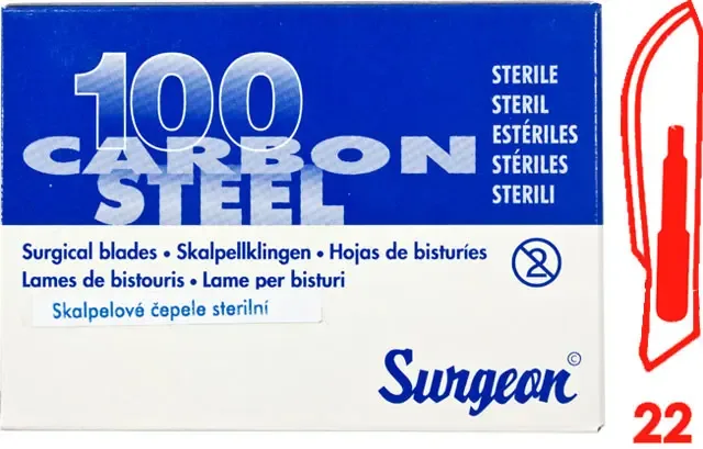 Čepelky skalpelové SURGEON č. 22 sterilní 100 ks