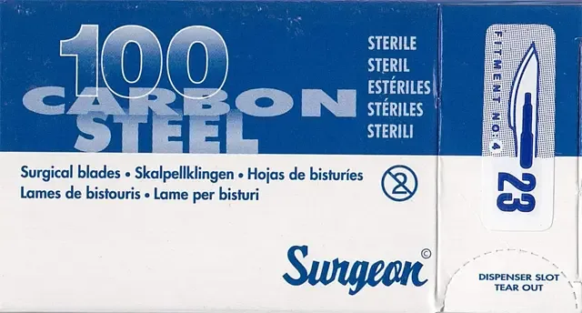 Čepelky skalpelové SURGEON č. 23 sterilní 100 ks