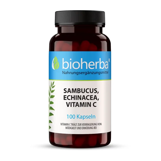 Černý bez, echinacea a vitamin C – 100 kapslí – Bioherba