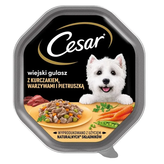 CESAR 150 g kompletní krmivo pro dospělé psy v omáčce s kuřecím masem, zeleninou a petrželkou