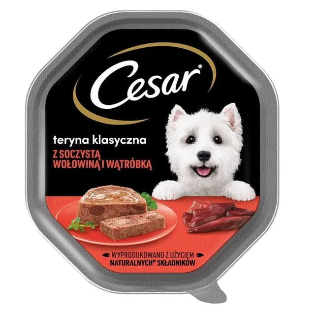 CESAR Classic Teryna s kousky hovězího masa a jater 150 g kompletní mokré krmivo pro dospělé psy