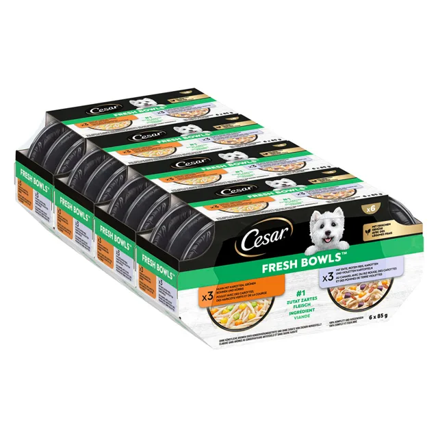 Cesar Fresh Bowls - výhodné balení: kuřecí a kachna v omáčce 96 ks (96 x 85 g)