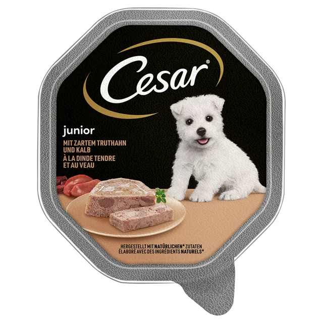 Cesar Junior mistička 28 x 150 g - s krůtím a telecím