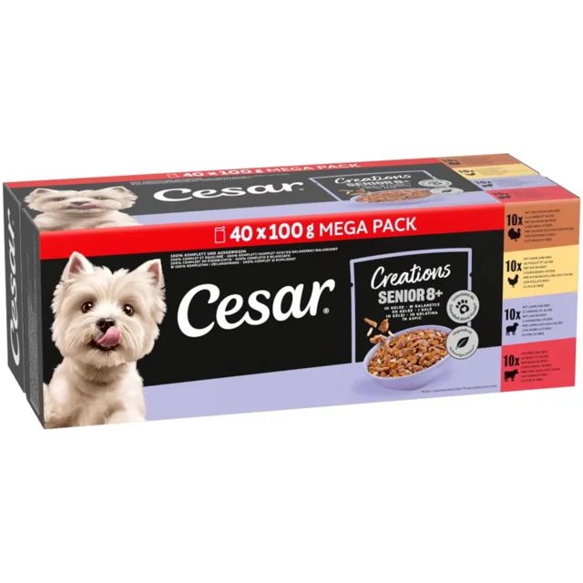 Cesar kapsičky v želé Senior 8+ - výhodné balení: 80 x 100 g