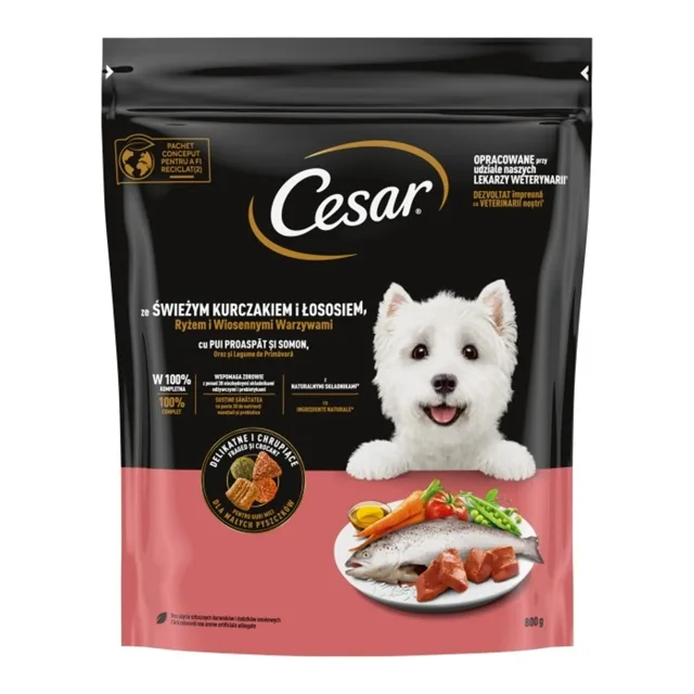 Cesar s kuřecím a lososem granule 800 g