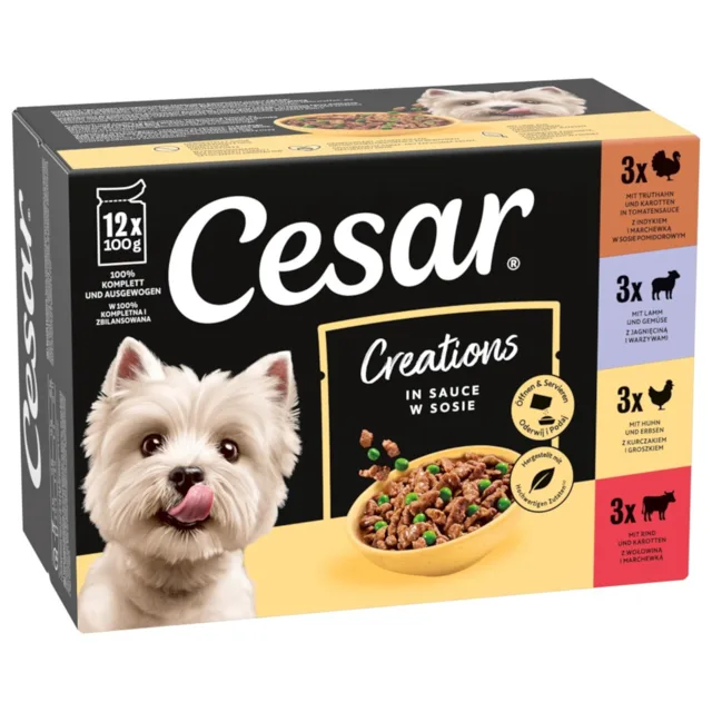 Cesar výběr masa a zeleniny v omáčce - výhodné balení: 48 x 100 g