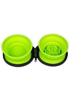 Cestovní Dvojmiska Slowfeeder  Zelená 700ml Kiwi