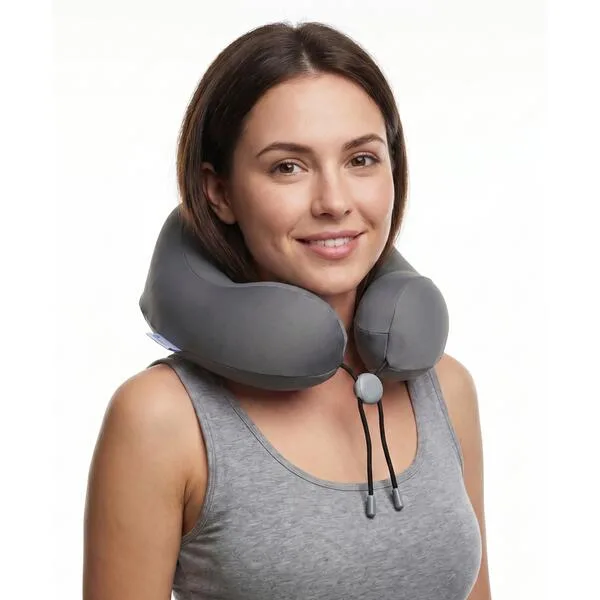 Cestovní ergonomický polštář z paměťové pěny, antracitový