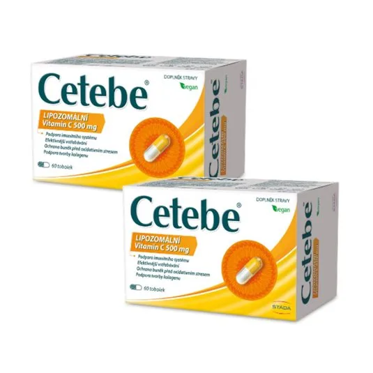 Cetebe Lipozomální vitamin C 500 mg DUOPACK, 2 × 60 tobolek 60 + 60