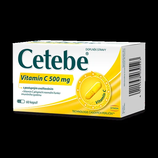 Cetebe Vitamin C 500 mg, vysoká dávka vitaminu C, postupné uvolňování 60 kapslí
