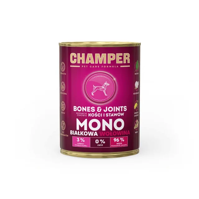 CHAMPER Bones Joints Hovězí monoproteinové krmivo pro psy 400 g