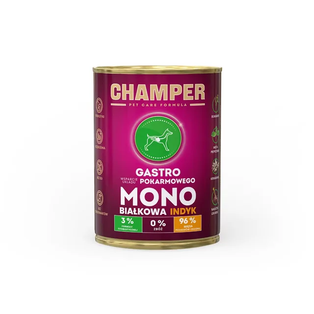 CHAMPER Gastro Krůtí monoproteinové krmivo pro psy 400g