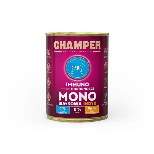 CHAMPER Immuno krůtí monoproteinové krmivo pro psy 400 g
