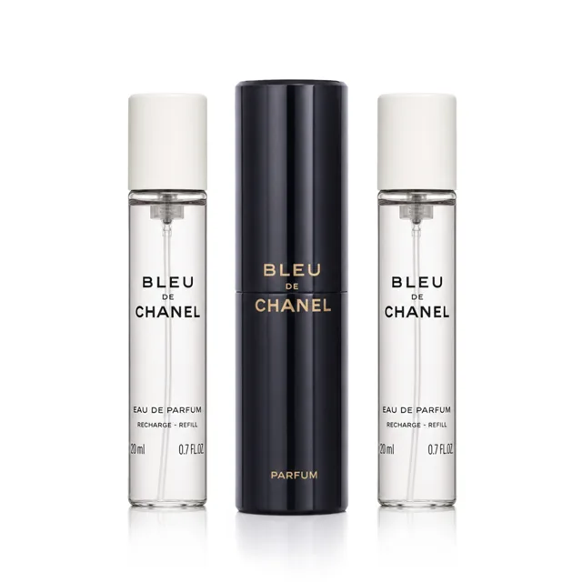 Chanel Bleu de  Parfém kapesní sprej plnitelný 20 ml + Parfém náplň 2 x 20 ml M x 20 ml M