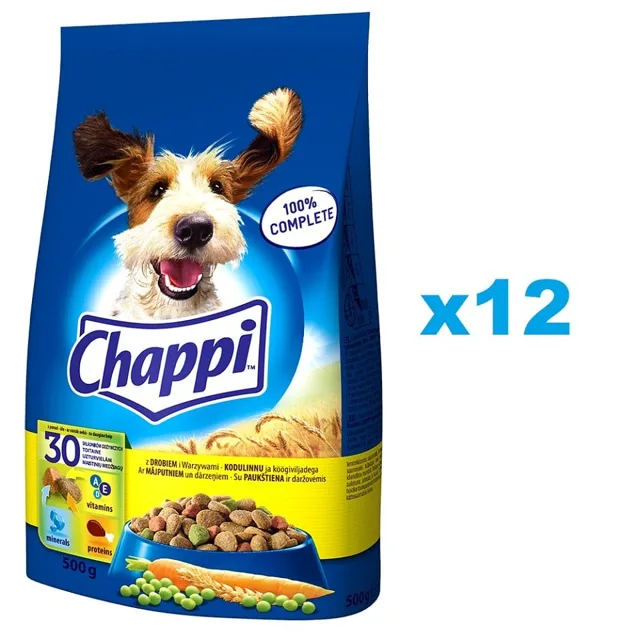 CHAPPI 12x500 g - krmivo pro psy s drůbeží a zeleninou