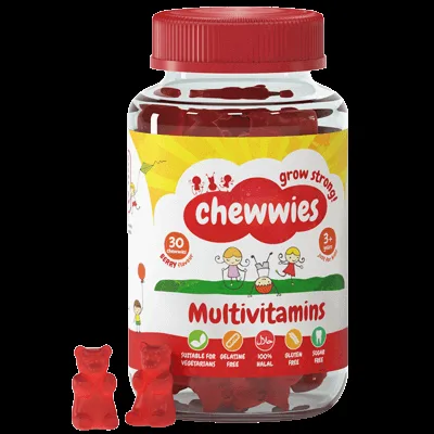 Chewwies Multivitamín (multivitamín pro děti), malina, 30 gumových bonbónů