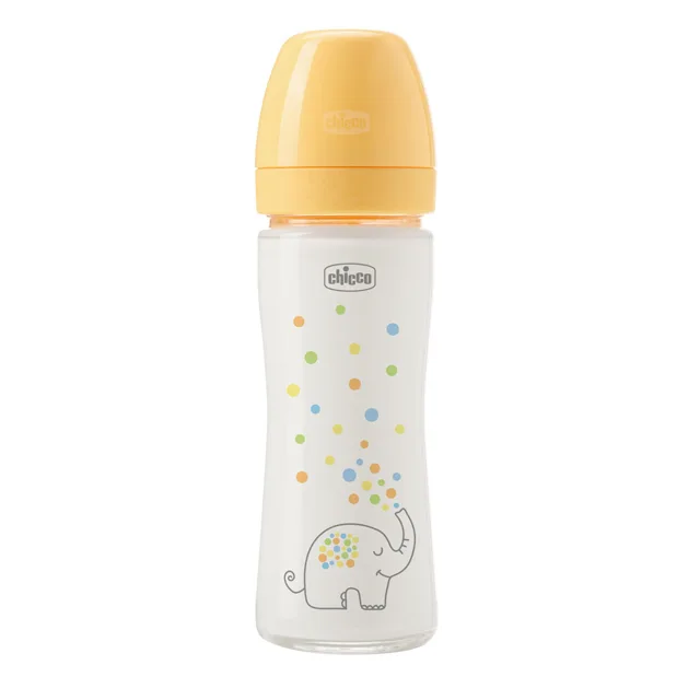 Chicco Kojenecká skleněná láhev Perfect Easy pomalý silikonový průtok 0m+ 240 ml neutrální