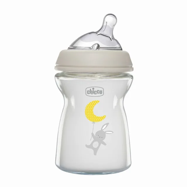 Chicco Láhev kojenecká antikolik Natural Feeling skleněná 0m+ 250 ml neutrální