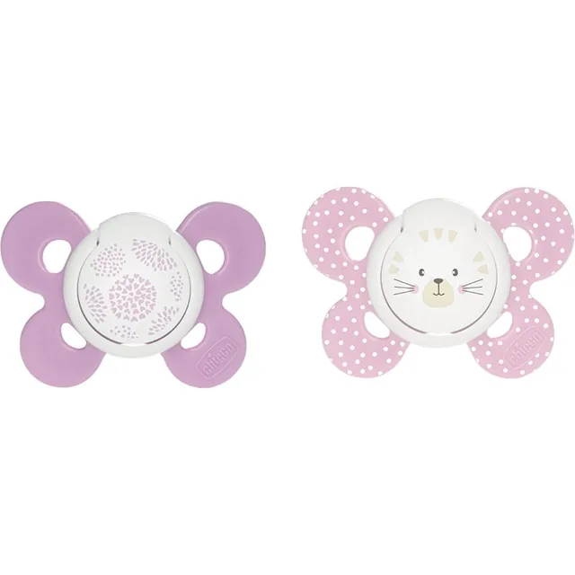 Chicco Physio Comfort 6-16m dudlík Girl - Dots/Cat 2 ks