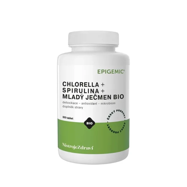 Chlorella + Spirulina + Mladý ječmen BIO - 800 tablet - Epigemic®