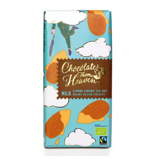 Chocolates from Heaven - BIO mléčná čokoláda s karamel. mandlemi a mořskou solí 37%, 100 g