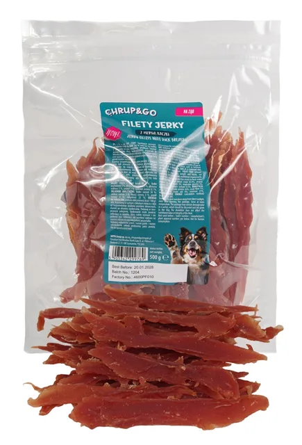 CHRUP&amp;GO Jerky filety s kachními prsy 500 g psí pamlsek