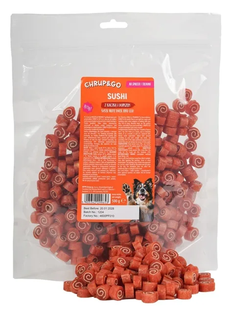 CHRUP&amp;GO Sushi s kachnou a treskou 500 g pamlsek pro psa
