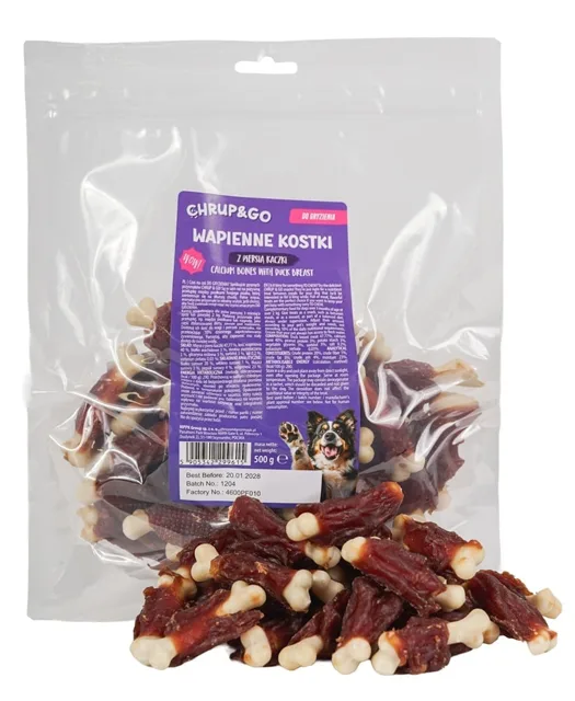 CHRUP&amp;GO Vápencové kostky s kachními prsy 500 g pamlsek pro psy