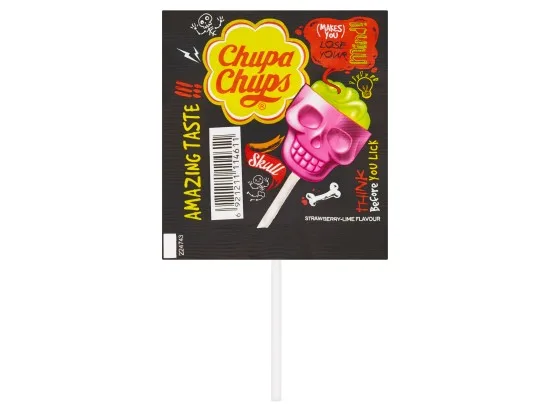Chupa Chups 3D Skull Strawberry-Lime lízátko 15 g
