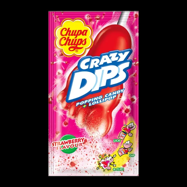 Chupa Chups Lízátko Crazy Dips s praskacím práškem 86 g
