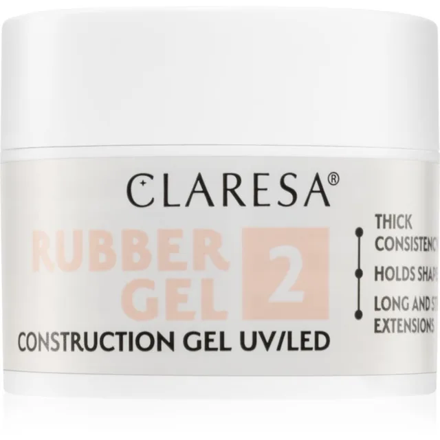 Claresa Rubber Gel Construction Gel UV/LED gelový lak pro prodloužení nehtů odstín 2 12 g