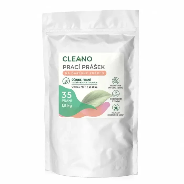Cleano Ekologický prášek na praní - Pro barevné prádlo 1800g