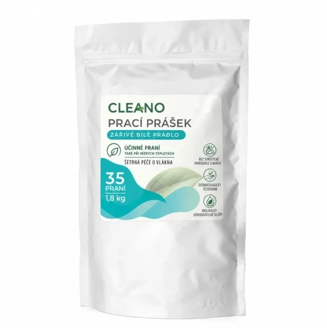 Cleano  Ekologický prášek na praní - Pro zářivě bílé prádlo 1800g