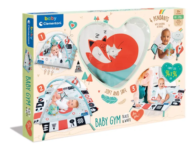 Clementoni Clemmy baby - dětská hrací deka s hrazdou černo-bílá
